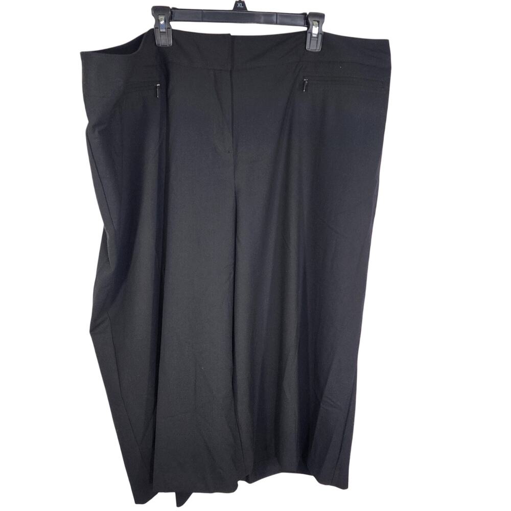 Lane Bryant Womens Cropped Pants Plus Size 28 Black Wide Leg Zip Pockets Stretch